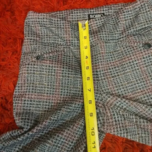 SOHO Apparel Ltd Women's Pants Small Black Check Stretch Pull‎ On Slim Fit Y2K - Picture 6 of 9